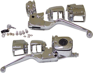 Handlebar Control Kit Complete See Catalog For Fitment Low Profile Chrome Plated Sw & Housings