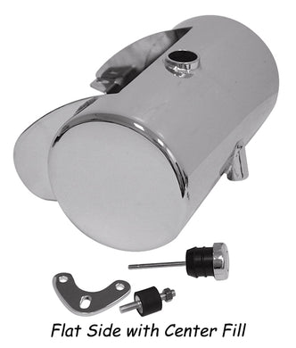3.5 Qt Custom Round Oil Tank Any Frm W / Softail Style Mt Raw Stl Center Fill With Battery Box