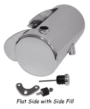 Load image into Gallery viewer, 3.5 Qt Custom Round Oil Tank Any Frm W / Softail Style Mt Raw Stl Side Fill With Battery Box