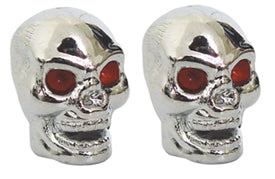Custom Valve Stem Caps Skull Fits Tube Or Tubeless Stems Chrome W / Red Eyes MFG#Shc-Ch