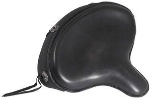 Police Style Solo Seat Black Leather W / Steel Pan Foam Padding W / Skirt