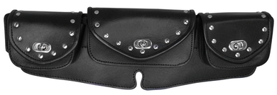 Windshield / Fairing Pouch 3 Pocket Style Studded Universal Fitment