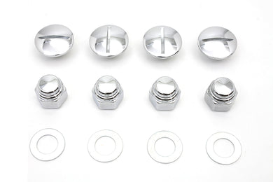 Rocker Arm Slotted Chrome Cover Plug Kit 1971 / 1984 FL 1971 / 1984 FX 1979 / 1983 FLT 1982 / 1983 FXR 1957 / 1985 XL