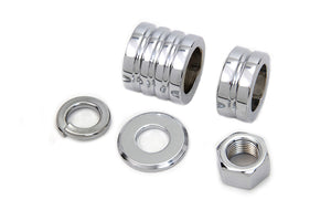 Front Axle Spacer Kit Groove Style Chrome 2000 / 2006 FLSTF Front Fitment