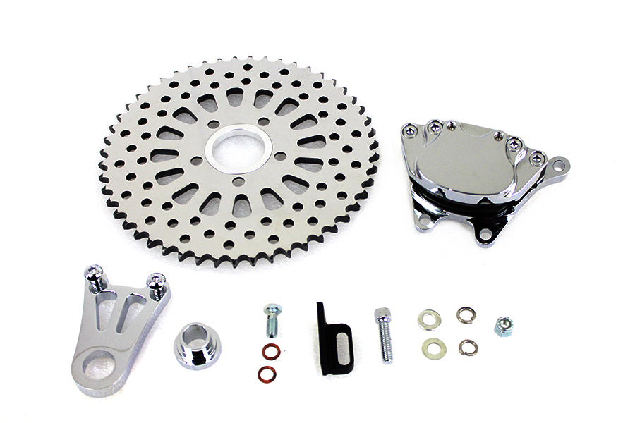 Chrome Rear 4 Piston Caliper and 10 Disc Sprocket 0 /  Custom application for 3/4 or 1