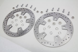 11.8 Drilled Front Brake Disc Set Stainless Steel 2014 / UP FLT with 5 or 10 spoke cast wheel only