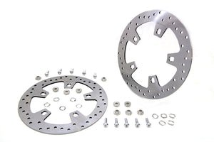 11.8 Drilled Front Brake Disc Set Stainless Steel 2014 / UP FLT with 5 or 10 spoke cast wheel only