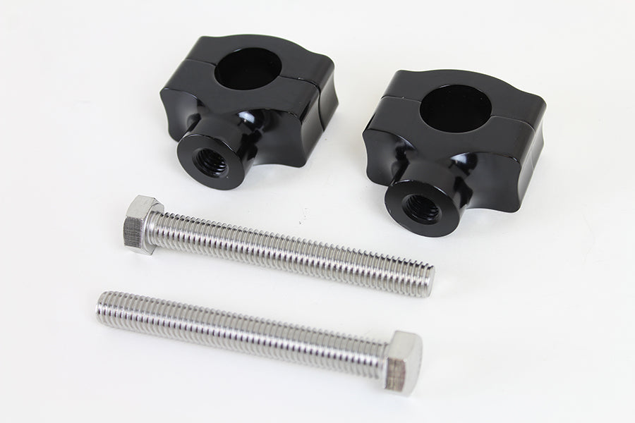 MCM 1 Billet Handlebar Riser Set Black W/ Contrast And Bolts Harley ...