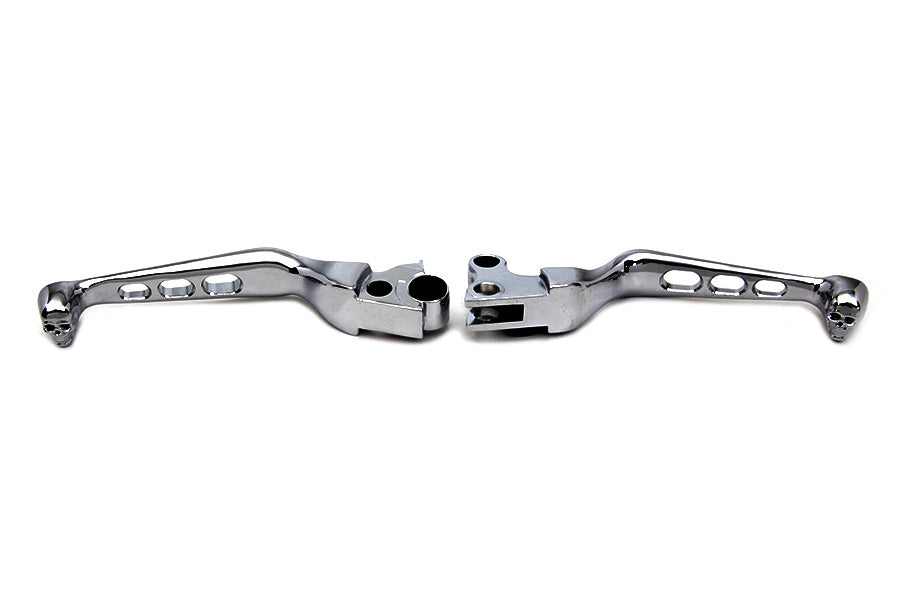 Chrome Contour Drilled Hand Lever Set with Skull Ends 1996 / 2003 XL 1996 / 2017 FXD 1996 / 2014 FLST 1996 / 2014 FXST 1996 / 2007 FLT