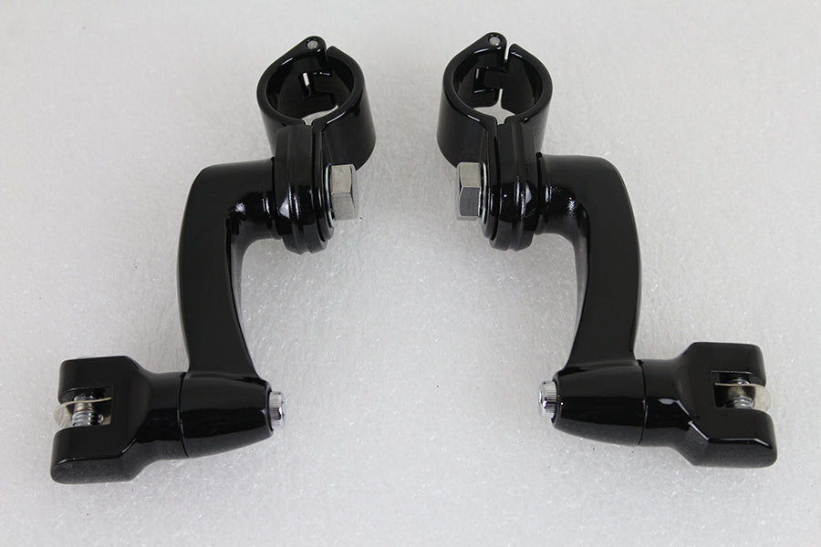 Highway Bar Footpeg Mount Set Black 0 /  Custom application for 1-1/4