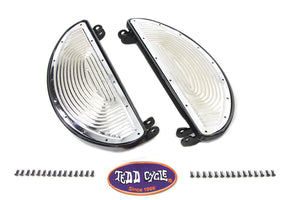 Black Driver Half Moon Footboard Set with Chrome Ribbed 1940 / 1965 FL 1940 / 1965 G