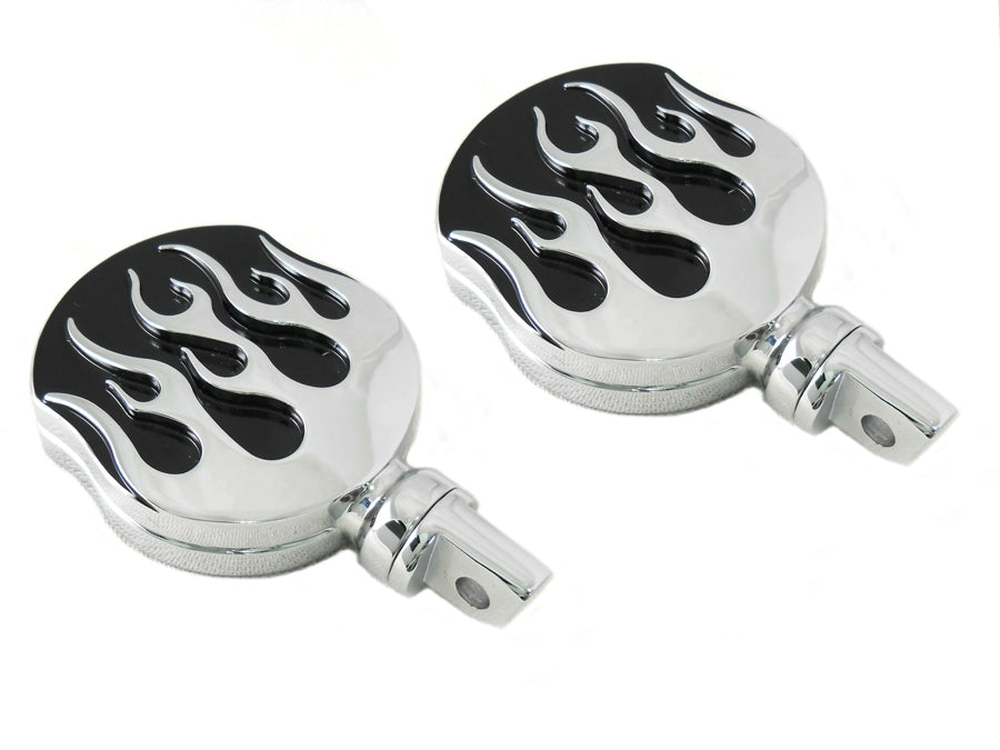 Chrome Flame Style Highway Bar Footpeg Set 0 /  All models with female mounting block