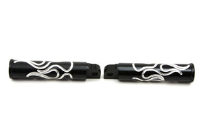 Black Flame Style Footpeg Set 0 /  All models with female mounting block