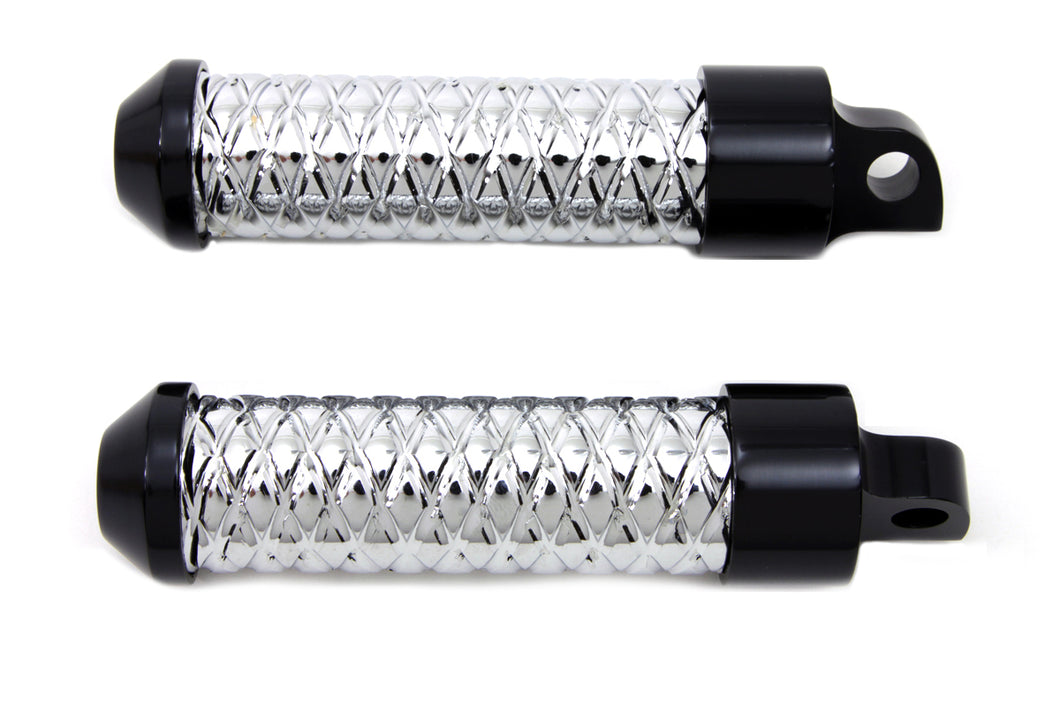 Chrome Bullet Style Footpeg Set with Black Ends 0 /  All models with female mounting block