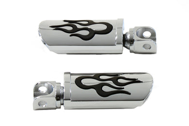 Flame Style Adjustable Footpeg Set Chrome 0 /  All models with male mounting block