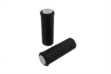 Black Waffle Handlebar Grip Set with Chrome Plugs 1953 / 1972 FL 1971 / 1972 FX 1953 / 1972 XL