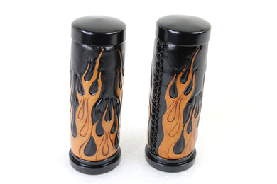 Amber Flame Style Throttle By Wire Grip Set with Black Ends 2008 / UP FLT 2016 / UP FXST 2016 / UP FLST