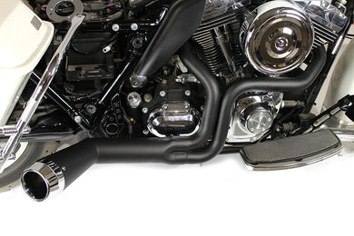 FLT Offset Megaphone 2:1 Exhaust Black with Chrome Tip 1985 / 2005 FLT