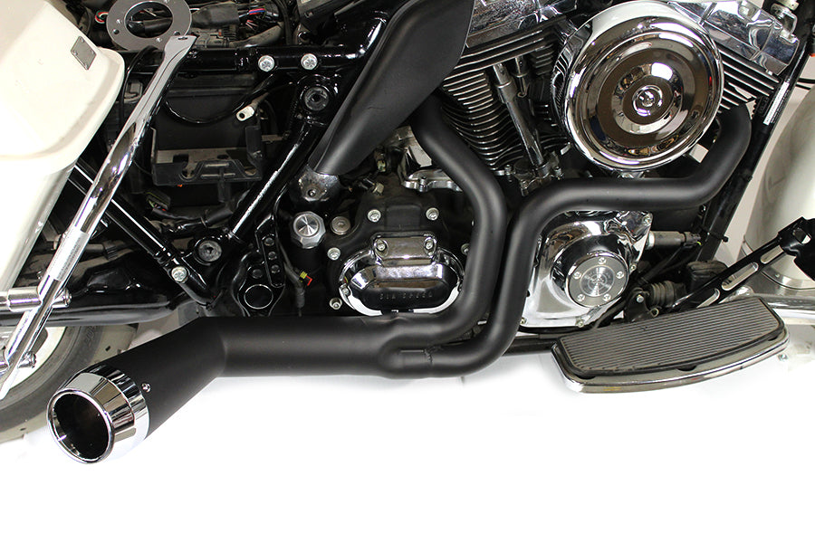 FLT Offset Megaphone 2:1 Exhaust Black with Chrome Tip 1985 / 2005 FLT