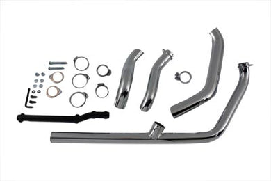 Chrome 2 into 1 Exhaust Header Pipe Kit 1970 / 1984 FL with heat shields