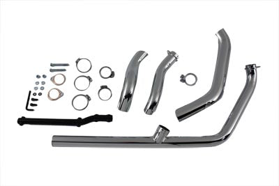 Chrome 2 into 1 Exhaust Header Pipe Kit 1970 / 1984 FL with heat shields
