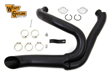 Black Wyatt Gatling 2 into 1 Exhaust Pipe Header Kit 1986 / 2011 FXST 1991 / 2011 FXDWG 1986 / 1994 FXR
