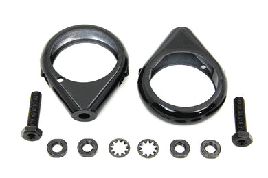 Black Turn Signal Clamp Kit 49mm Forks 0 /  Custom application for 49mm forks