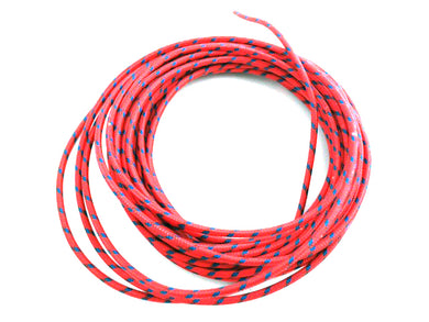 Red with Blue Dot 25' Braided Wire 0 /  Custom application