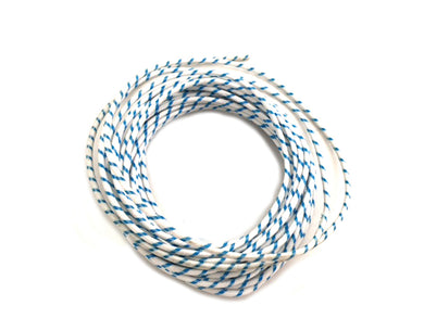 White with Blue Dot 25' Braided Wire 0 /  Custom application