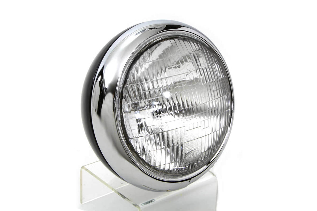 Black Replica 7 Round Headlamp 6 Volt 1949 / 1959 FL