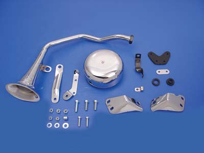 Trumpet Style 6 Volt Chrome Horn Kit 1948 / 1964 FL Fits Panhead models 6 volt type