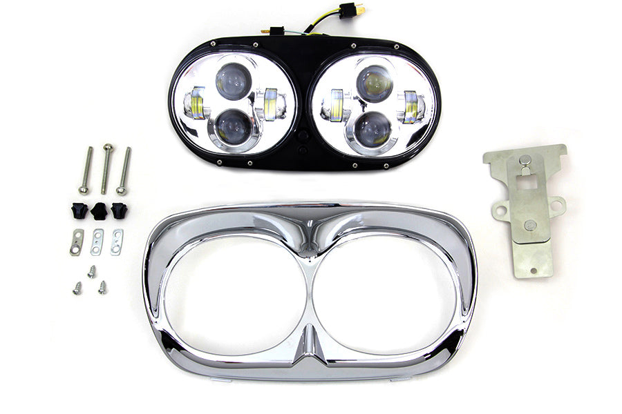 Chrome Dual LED Headlamp Unit 2004 / 2013 FLTR