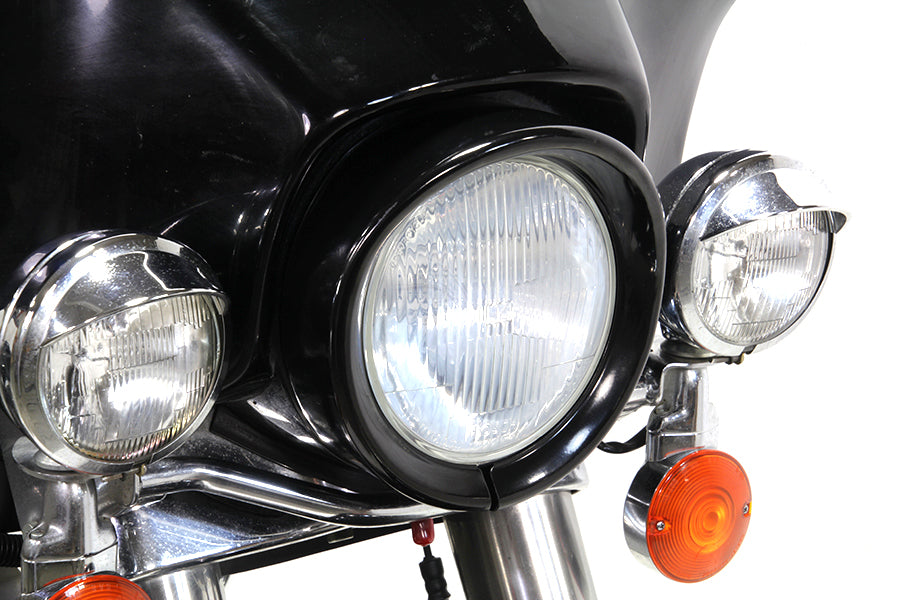 Outer Headlamp Black Frenched Trim Ring with Visor 1983 / 2013 FLT except tour glide and road glide1994 / UP FLHR 2012 / 2016 FLD