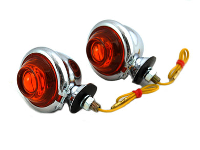 Chrome Turn Signal Set Bullet with Amber Lens 0 /  Custom application