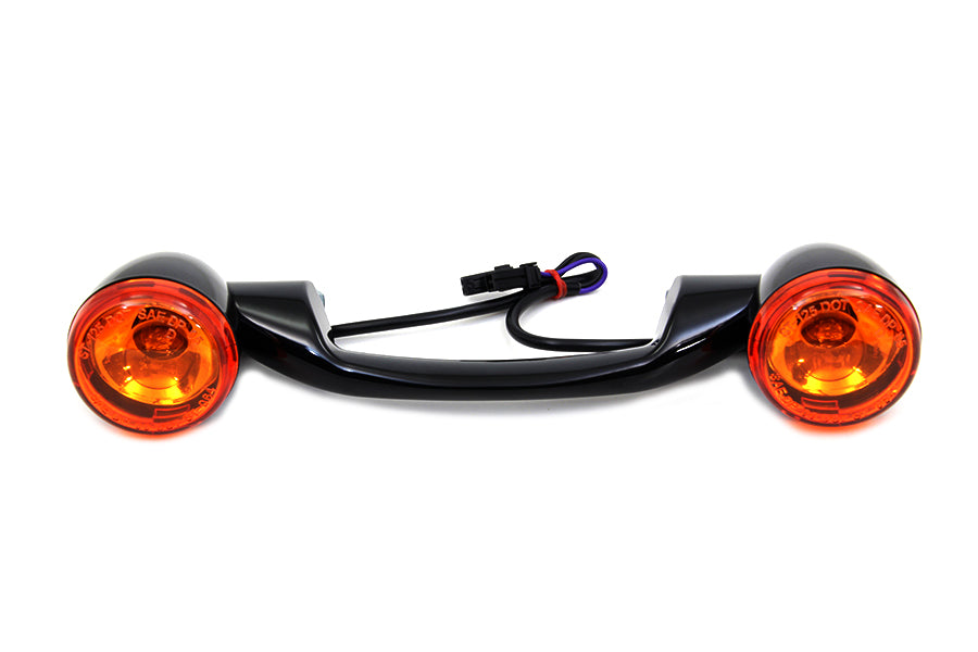 Black Revox Turn Signal Bar with Lamps 2000 / 2017 FLST 1999 / UP FLT 1999 / UP FLHT 1999 / UP FLHR 2013 / UP FLHTC 2013 / UP FLHRC 2013 / UP FLHTK 2013 / UP FLHTCU 2000 / 2017 FLSTC