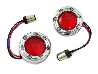 Chrome LED Turn Signal Bezel with Red Lens 0 /  Custom application