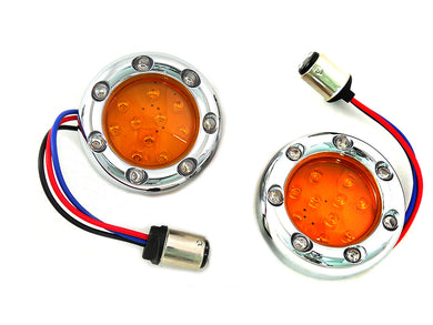 Chrome LED Turn Signal Bezel with Amber Lens 0 /  Custom application