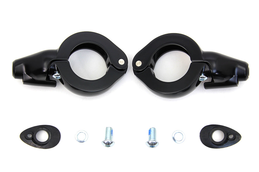 Black Turn Signal Relocation Kit 41mm Forks 0 /  Custom Application