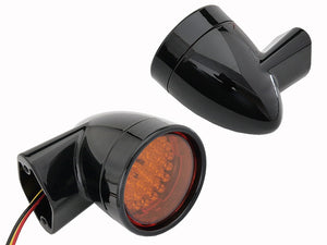 Black Revox Bullet Style LED Front Turn Signal Set 1994 / 2013 FLH 1998 / 2013 FLT 1996 / UP FLST