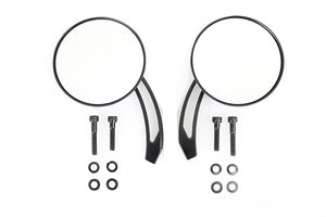 Round Skull and Flame Mirror Set with Curved Stems Black 1965 / UP All models for left and right side application