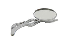 Load image into Gallery viewer, Chrome Oval Mirror with Billet Flame Stem 1965 / UP All models for left or right side application