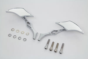 Chrome Diamond Mirror Set with Billet Diamond Stems 1965 / UP All models for left and right side application