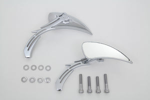 Chrome Tear Drop Mirror Set with Billet Skull Stems 1965 / UP All models for left and right side application