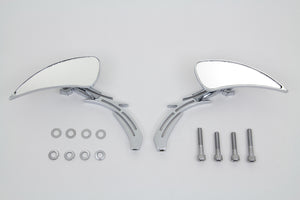 Chrome Tear Drop Mirror Set with Billet Skull Stems 1965 / UP All models for left and right side application