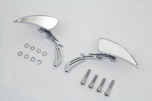 Chrome Tear Drop Mirror Set with Billet Skull Stems 1965 / UP All models for left and right side application