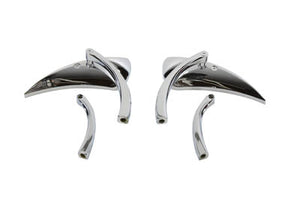 Chrome Tear Drop Mirror Set with Solid Billet Stems 1965 / UP All models for left and right side application