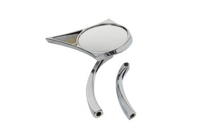 Chrome Spike Oval Mirror with Solid Billet Stems 1965 / UP All models for left or right side application