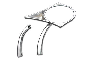 Chrome Spike Oval Mirror with Solid Billet Stems 1965 / UP All models for left or right side application