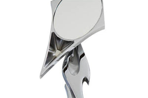 Chrome Spike Oval Mirror with Billet Flame Stem 1965 / UP All models for left or right side application