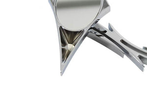 Chrome Spike Oval Mirror with Billet Skull Stem 1965 / UP All models for left or right side application